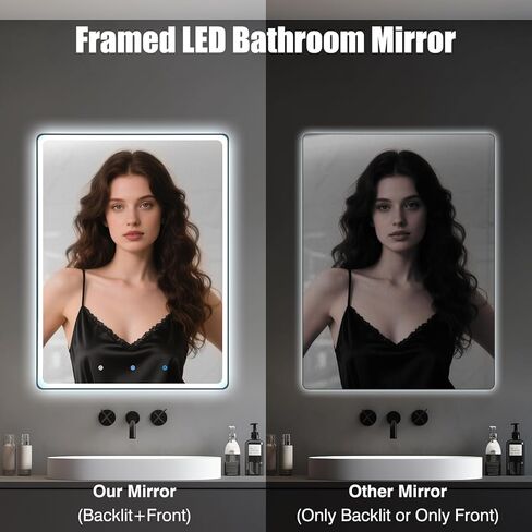 39×20 Inch Smart Vanity Bathroom Mirror with 21.5" Waterproof Touchscreen TV, Android OS, WiFi/Bluetooth/HDMI, Anti-Fog, 3-Color LED Lights for Bathroom,Bedroom,Hotel&Spa Wall Mounted in Saudi Arabia