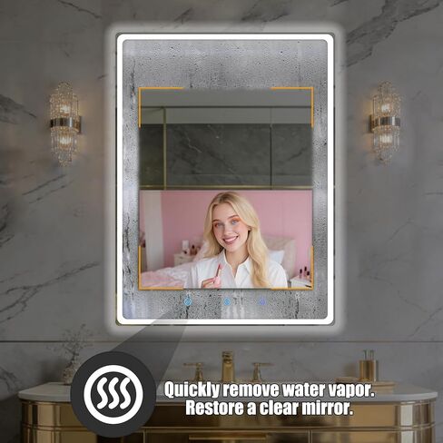 39×20 Inch Smart Vanity Bathroom Mirror with 21.5" Waterproof Touchscreen TV, Android OS, WiFi/Bluetooth/HDMI, Anti-Fog, 3-Color LED Lights for Bathroom,Bedroom,Hotel&Spa Wall Mounted in Saudi Arabia