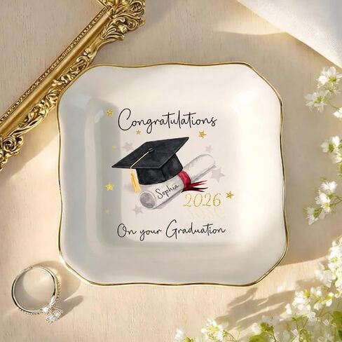 Personalized Graduation Jewelry Dish for Her, A Sweet Ending to a New Beginning, Senior Class of 2026 Keepsake Trinket Tray, Custom Graduation Gift for Women, Best Friends 3 in Saudi Arabia