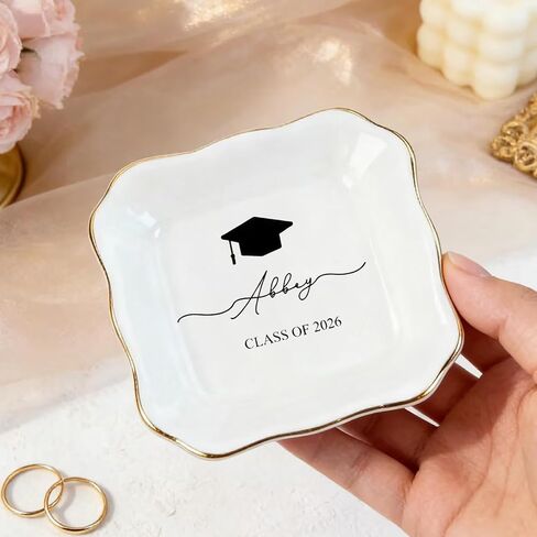 Personalized Graduation Jewelry Dish for Her, A Sweet Ending to a New Beginning, Senior Class of 2026 Keepsake Trinket Tray, Custom Graduation Gift for Women, Best Friends 3 in Saudi Arabia