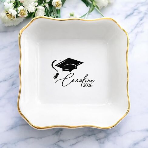 Personalized Graduation Jewelry Dish for Her, A Sweet Ending to a New Beginning, Senior Class of 2026 Keepsake Trinket Tray, Custom Graduation Gift for Women, Best Friends 3 in Saudi Arabia