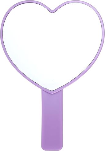 Heart-Shaped Handheld Mirror with Handle, Portable Travel Makeup Hand Mirrors Decorative Mini Heart Cosmetic Lash Mirror for Women Girls (Purple) in Saudi Arabia