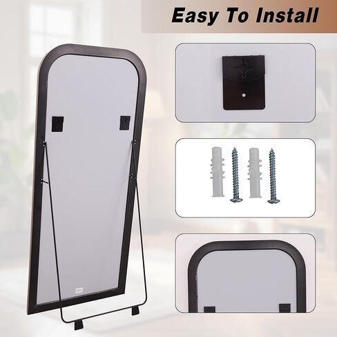 32"×71" Rounded Top Large Full Length Mirror, Arched Vintage Floor Stangding Body Mirror - PU Frame, Wall Mounted Hanging Leaning Antique Decor for Dressing Room, Entryway, Bedroom, Gold in Kuwait