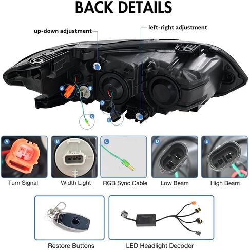 T T-ABC New Headlamp Compatible with 2022-2025 Honda Civic Front Lights Sedan LX EX EX-L Sport Touring Hybrid Hatchback Type R Front Lamp 11th Gen Accessories Sequential Animation Not Fit AFS in Kuwait