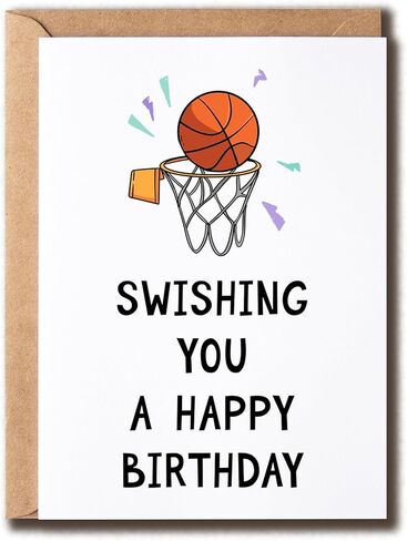 Swishing You A Happy Birthday - Pun Birthday Card - Basketball Birthday Card - Basketball Card - Card For Him - Card For Husband - Sport Card in Saudi Arabia