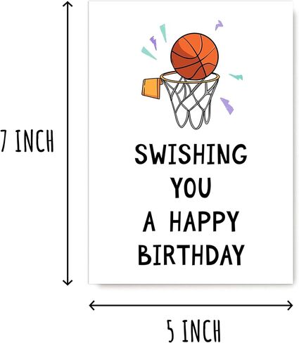 Swishing You A Happy Birthday - Pun Birthday Card - Basketball Birthday Card - Basketball Card - Card For Him - Card For Husband - Sport Card in Saudi Arabia