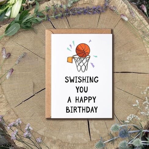 Swishing You A Happy Birthday - Pun Birthday Card - Basketball Birthday Card - Basketball Card - Card For Him - Card For Husband - Sport Card in Saudi Arabia
