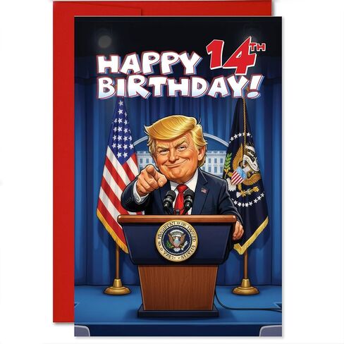 MegaCalendars Funny Trump Birthday Card With Premium 320gsm Cardstock, Printed Inside And Out, Political Parody Gag Gift Cards Made In USA in Saudi Arabia