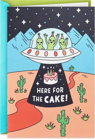 Hallmark Birthday Card for Kids with Light and Sound (Aliens, Here for the Cake) in Saudi Arabia