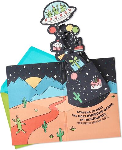 Hallmark Birthday Card for Kids with Light and Sound (Aliens, Here for the Cake) in Saudi Arabia