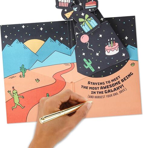 Hallmark Birthday Card for Kids with Light and Sound (Aliens, Here for the Cake) in Saudi Arabia