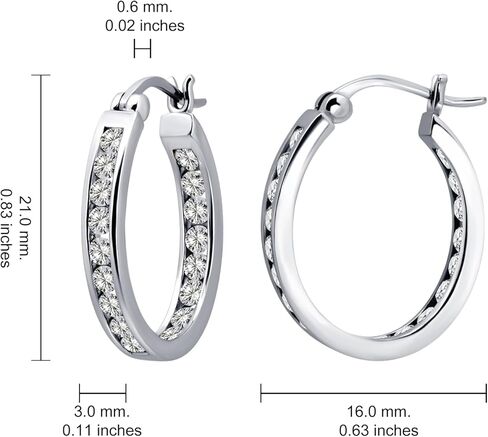 Hoops & Loops 925 Sterling Silver Cubic Zirconia Channel-Set Inside-Out Oval Click-Top Hoop Earrings for Women, Silver, Yellow Gold & Rose Gold Flash Plated in Saudi Arabia