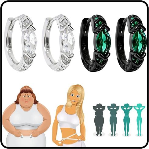 2 أزواج من الأقراط اللمفاوية للنساء التصريف اللمفاوي مويسانيتي أقراط هوب العلاج اللمفاوي الجرمانيوم حلقات الأذن الفضة مكعب زركونيا مويسانيتي أقراط الأذن مجوهرات هدايا لها in Kuwait