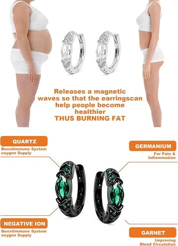 2 أزواج من الأقراط اللمفاوية للنساء التصريف اللمفاوي مويسانيتي أقراط هوب العلاج اللمفاوي الجرمانيوم حلقات الأذن الفضة مكعب زركونيا مويسانيتي أقراط الأذن مجوهرات هدايا لها in Kuwait