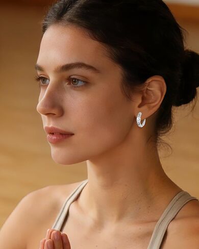 2 أزواج من الأقراط اللمفاوية للنساء التصريف اللمفاوي مويسانيتي أقراط هوب العلاج اللمفاوي الجرمانيوم حلقات الأذن الفضة مكعب زركونيا مويسانيتي أقراط الأذن مجوهرات هدايا لها in Kuwait