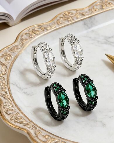 2 أزواج من الأقراط اللمفاوية للنساء التصريف اللمفاوي مويسانيتي أقراط هوب العلاج اللمفاوي الجرمانيوم حلقات الأذن الفضة مكعب زركونيا مويسانيتي أقراط الأذن مجوهرات هدايا لها in Kuwait