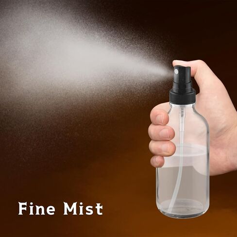 12-Pack 4 Oz Clear Glass Spray Bottles with Lids,Empty Refillable Perfume Fine Mist Atomizer,Leak-Proof Travel Liquid Holder Containers for Cologne,Essential Oils,Room Sprays,Cleaning Solutions in Kuwait