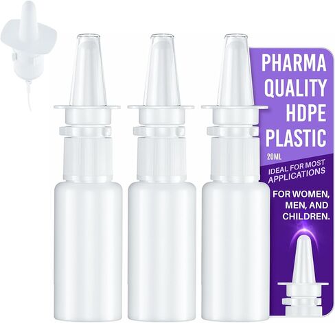 JULLY! 3-Pack 30ML Unique Mist Nasal Sprayer - Empty Refillable Pump Sprayer for Nose, Medical, Home Remedy, Saline. Improved Modern Design, Sturdy HDPE Plastic, Easy to Use Dosage Mechanism in Saudi Arabia