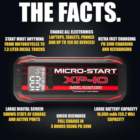 بطاريات مضادة للجاذبية 600 أمبير من الليثيوم - معزز بطارية محمولة 12 فولت لمركبات الغاز والديزل حتى 7.3 لتر، صندوق قفز مدمج مع شحن سريع USB-C in Kuwait