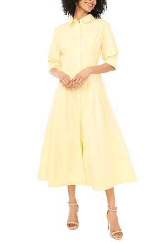 Vince Camuto Women's 3/4 Sleeve Button Up Maxi Pleated Shirt Dress in Saudi Arabia