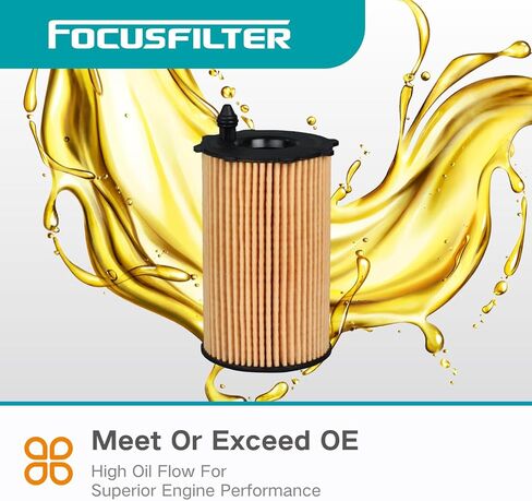 FOCUSFILTER 26320-3CAA0 OEM Grade Oil Filter, Compatible with Hyundai Azera, Santa Fe, Kia Cadenza, Sedona, Sorento, 3.3L / 3.5L Engines, Replaces 263203CAA0, CH10855, WL10164 in Kuwait