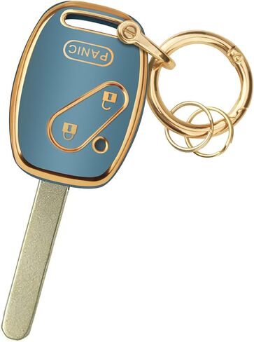 FT FUNTOR for Honda Car Key Cover with Keychain,Fit for Honda 2003-2015 Accord Crosstour,2006-2013 Civic EX,Protection Case Soft TPU Car Key Case Shell with 4-Button Remote Case Accessories(Blue) in Kuwait