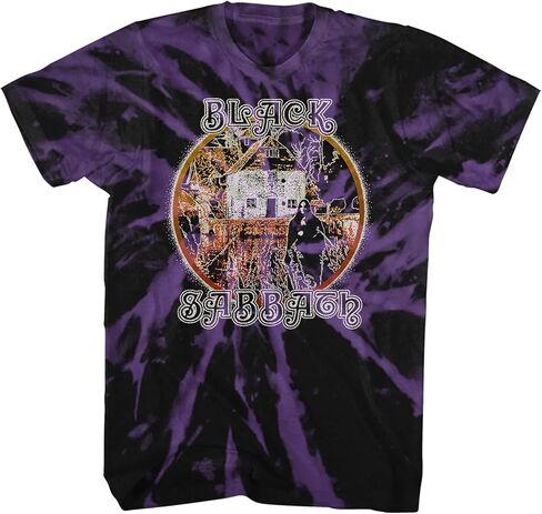 Black Sabbath Men's Witch Album Cover Purple Spiral Wash T-Shirt Black | Officially Licensed Merchandise in Kuwait