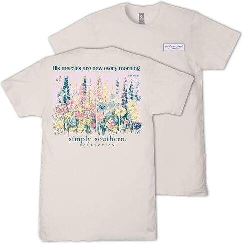 Simply Southern His Mercies are New Every Morning - Floral - Adult T-Shirt in Saudi Arabia