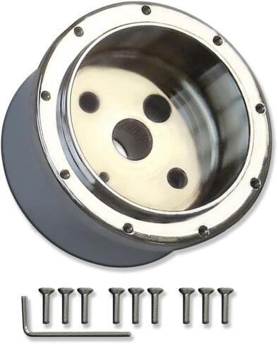 9 Holes Steering Wheel Column Adapter Hub For GM 1967-1994 Chrome Aluminum with Bolts in Kuwait