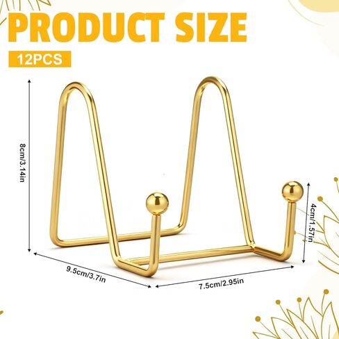 12 قطعة حامل لوحة ذهبية مقاس 3 بوصة، حامل لوحة زخرفية إطار صورة معدني لسطح الطاولة لإطارات الصور والصور والكتب واللوحات in Kuwait