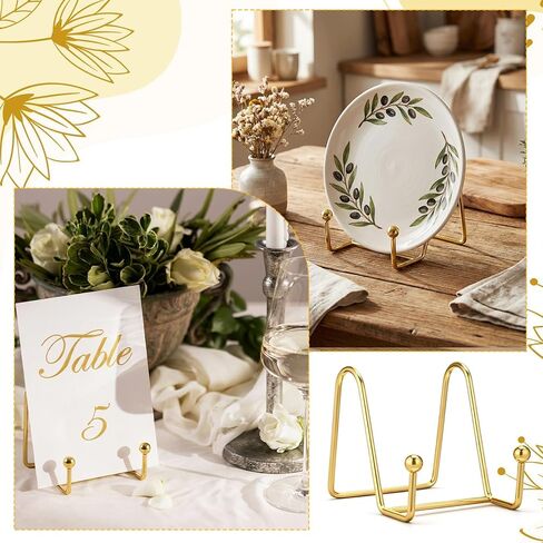 12 قطعة حامل لوحة ذهبية مقاس 3 بوصة، حامل لوحة زخرفية إطار صورة معدني لسطح الطاولة لإطارات الصور والصور والكتب واللوحات in Kuwait