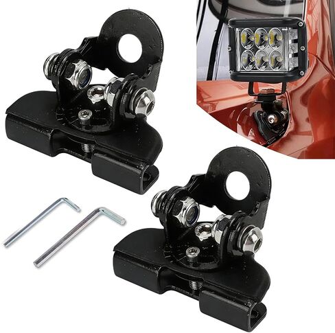 2PCS Led Hood Mounts, Adjustable Hood Led Work Light Mount Bracket, Stainless Steel Hood Clamp Lights Mounts Off Road Accessories, Ditch Light Brackets for Off Road Truck (Black) in Kuwait
