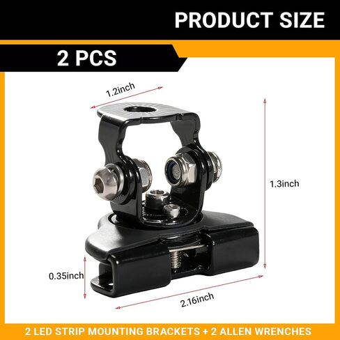 2PCS Led Hood Mounts, Adjustable Hood Led Work Light Mount Bracket, Stainless Steel Hood Clamp Lights Mounts Off Road Accessories, Ditch Light Brackets for Off Road Truck (Black) in Kuwait
