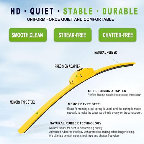 جودة OEM 22 بوصة + 22 بوصة شفرات ممسحة الزجاج الأمامي باللون الأصفر من PARRATI Premium لجميع المواسم (مجموعة من 2) in Kuwait