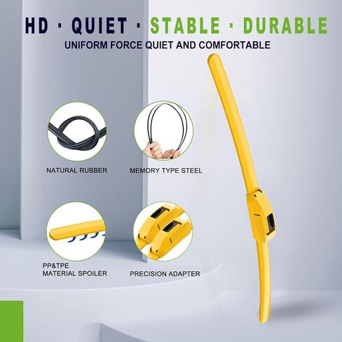 جودة OEM 22 بوصة + 22 بوصة شفرات ممسحة الزجاج الأمامي باللون الأصفر من PARRATI Premium لجميع المواسم (مجموعة من 2) in Kuwait