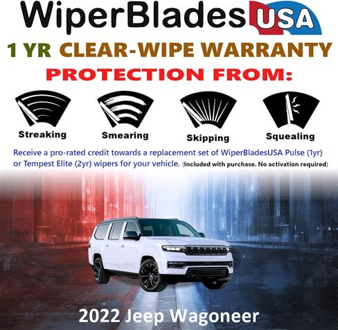 شفرات المساحات لمساحات Jeep Wagoneer لعام 2022 مع ضمان لمدة سنة واحدة (مجموعة من 3) مع ممسحة خلفية in Kuwait