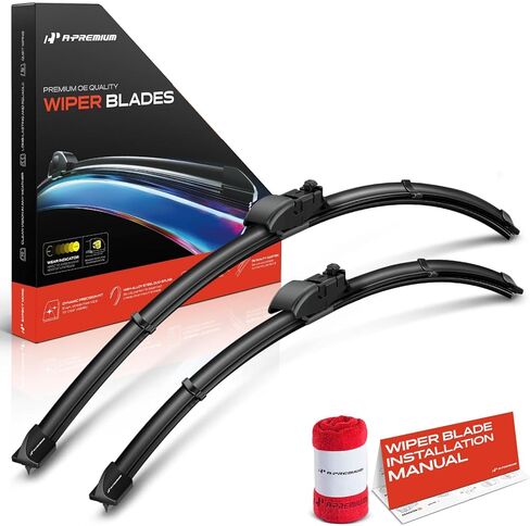 شفرات ممسحة الزجاج الأمامي A-Premium 26 بوصة + 20 بوصة متوافقة مع BMW G01 Series X3 2018-2024، X4 2019-2024 وJaguar E-Pace 2018-2023 - موصل Gen2V5، مع مؤشر التآكل ومنشفة (عبوة من قطعتين) in Saudi Arabia