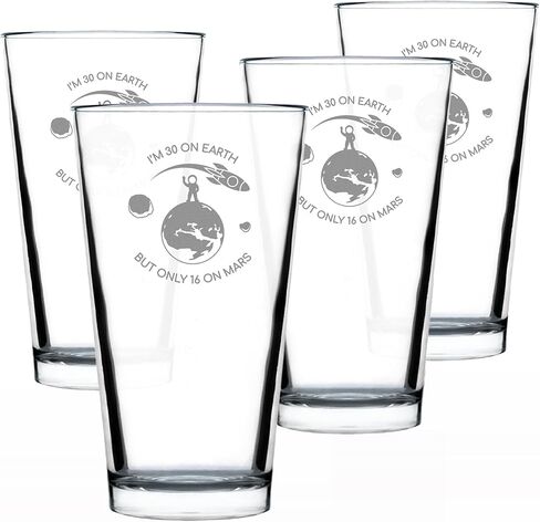 Age on Mars 30 - Pint Glass for Beer - Unique Funny 30th Birthday Gifts for Women and Men - 16 oz Glasses in Saudi Arabia