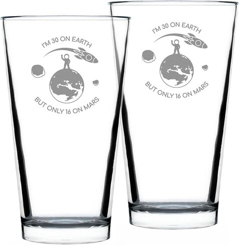 Age on Mars 30 - Pint Glass for Beer - Unique Funny 30th Birthday Gifts for Women and Men - 16 oz Glasses in Saudi Arabia