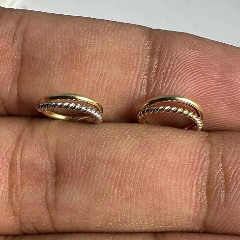 14K Solid Yellow Gold and White Gold Two Tone Double Stack 18 Gauge Clicker Hinged Segment Nose Ring - Cartilage - Daith - Rook - Lobe - Conch Piercing Body Jewelry in Saudi Arabia
