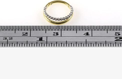 14K Solid Yellow Gold and White Gold Two Tone Double Stack 18 Gauge Clicker Hinged Segment Nose Ring - Cartilage - Daith - Rook - Lobe - Conch Piercing Body Jewelry in Saudi Arabia