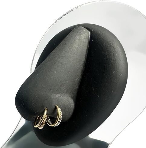 14K Solid Yellow Gold and White Gold Two Tone Double Stack 18 Gauge Clicker Hinged Segment Nose Ring - Cartilage - Daith - Rook - Lobe - Conch Piercing Body Jewelry in Saudi Arabia