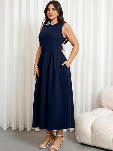 RWJ Plus Size Dresses for Women Summer 2026 Elegant Classy Sleeveless A Line Formal Wedding Guest Cocktail Dress Pocket in Saudi Arabia