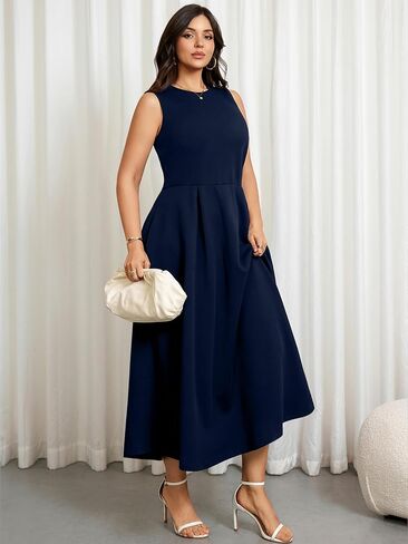 RWJ Plus Size Dresses for Women Summer 2026 Elegant Classy Sleeveless A Line Formal Wedding Guest Cocktail Dress Pocket in Saudi Arabia