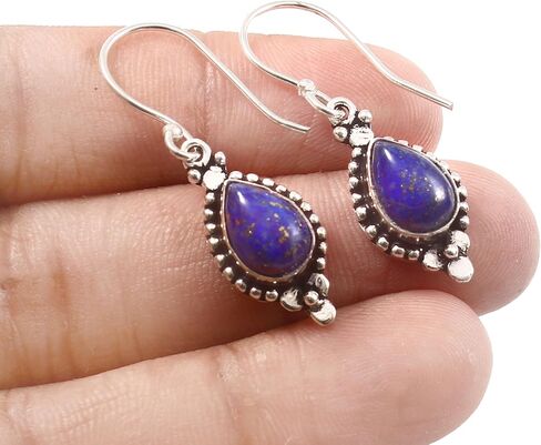 7x10 MM Gemstone Women Drop Dangle Earring,Sterling Silver Earring in Kuwait