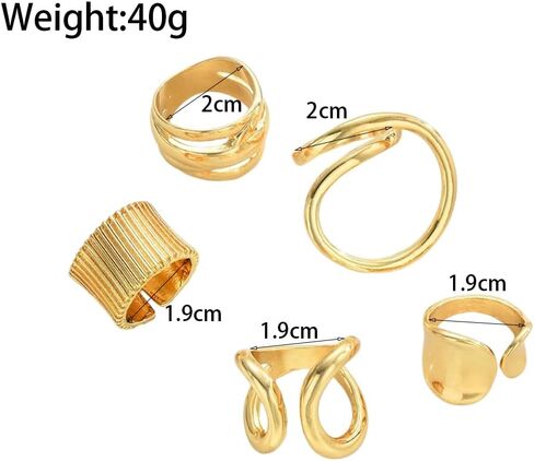 مجموعة خواتم ذهبية مكدسة للنساء، خواتم مفصل هندسية مكتنزة غير منتظمة، مجوهرات عصرية هدية للعطلات للعام الجديد in Kuwait