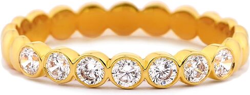 STORYJEWELLERY Gold Plated Wedding Bands for Women, Eternity Band Rings for Women, Gold Plated Band Ring, Cubic Zirconia Stackable Rings, Gifts for Her in Saudi Arabia