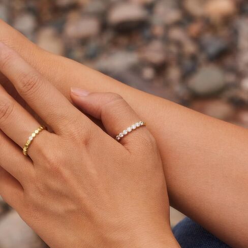 STORYJEWELLERY عصابات الزفاف مطلية بالذهب للنساء، خواتم الفرقة الخلود للنساء، حلقة الفرقة مطلية بالذهب، خواتم زركونيا مكعبة قابلة للتكديس، هدايا لها in Kuwait