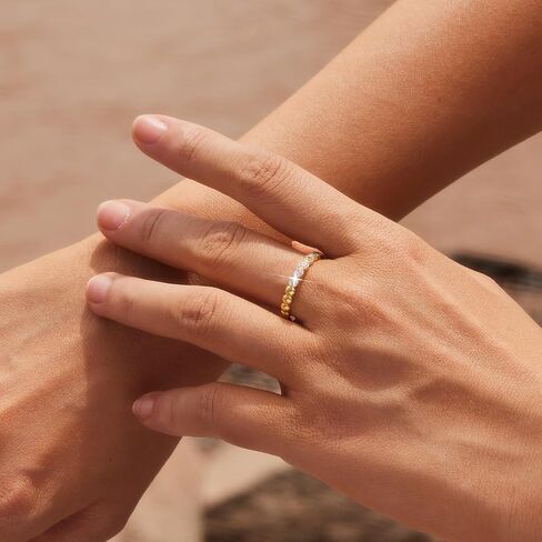 STORYJEWELLERY عصابات الزفاف مطلية بالذهب للنساء، خواتم الفرقة الخلود للنساء، حلقة الفرقة مطلية بالذهب، خواتم زركونيا مكعبة قابلة للتكديس، هدايا لها in Kuwait