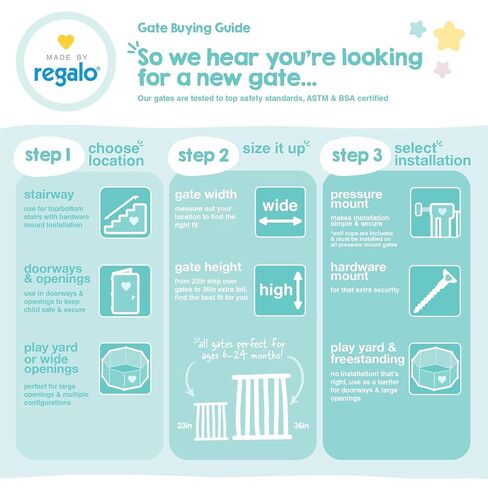 بوابة طويلة جدًا من Regalo Home Accents، تتضمن طقمين تمديد مقاس 4 بوصات، تمتد إلى 39.5 بوصة، تتضمن 4 مجموعات أدوات تثبيت بالضغط و4 مجموعات أدوات تثبيت على الحائط، برونزية in Kuwait